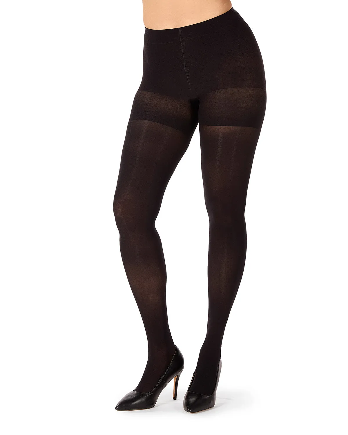 2 Pair Women's Opaque High-Waist Shaper-Top 60-Denier Plus-Size Tights sold by MeMoi product image thumbnail 3
