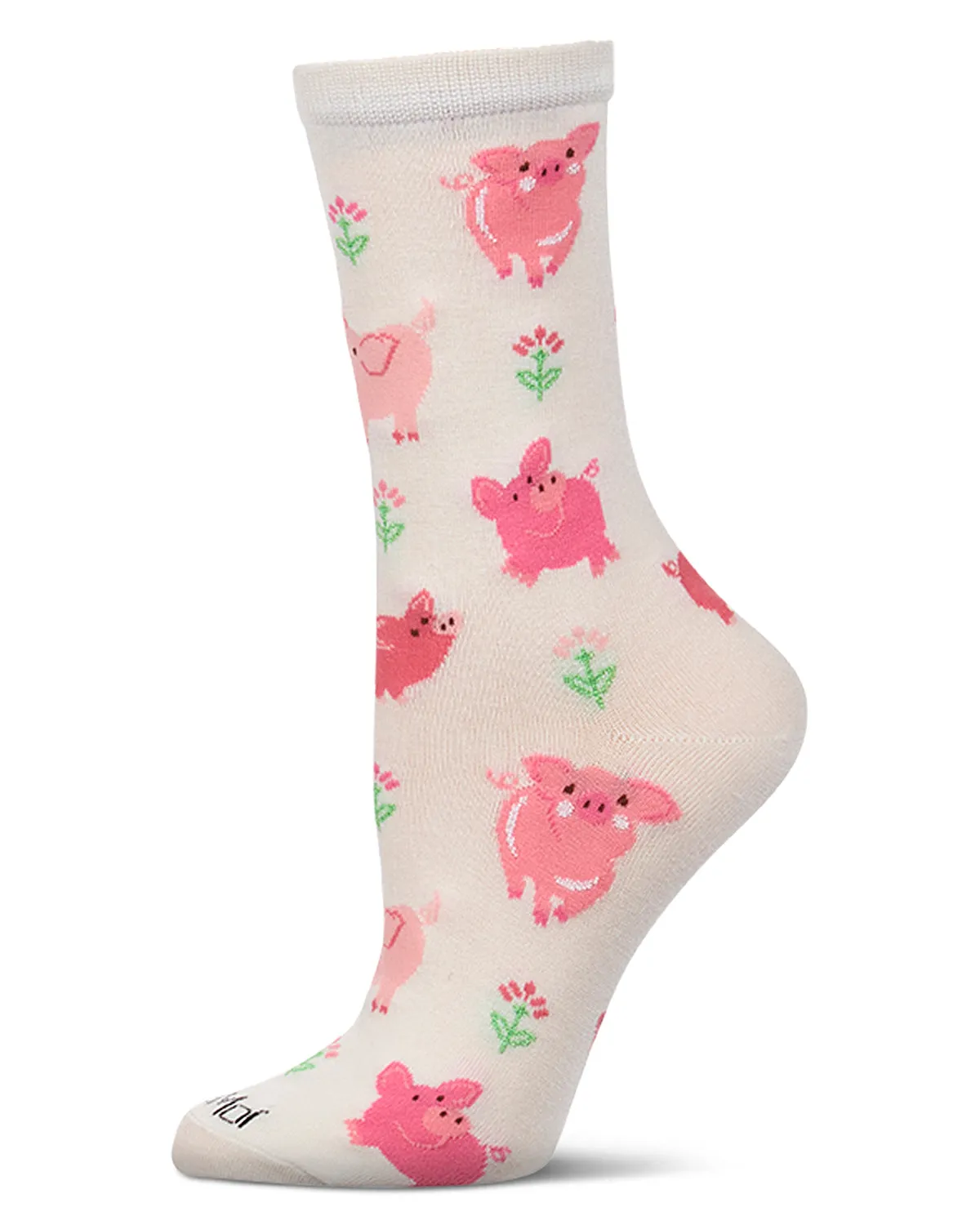 Women's "Piggies" Rayon-Blend Fine-Gauge Novelty Crew Sock sold by MeMoi product image thumbnail 2