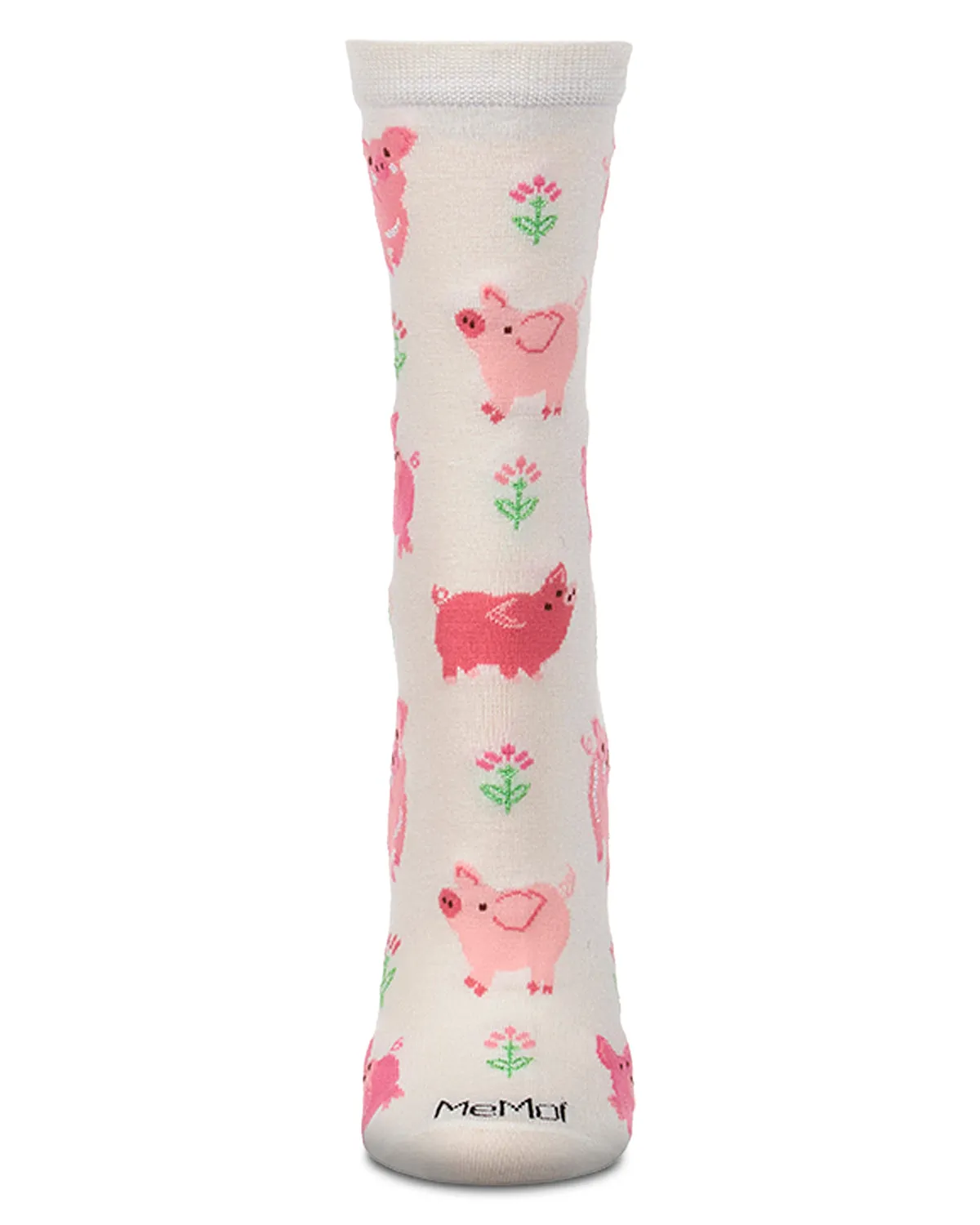 Women's "Piggies" Rayon-Blend Fine-Gauge Novelty Crew Sock sold by MeMoi product image thumbnail 3