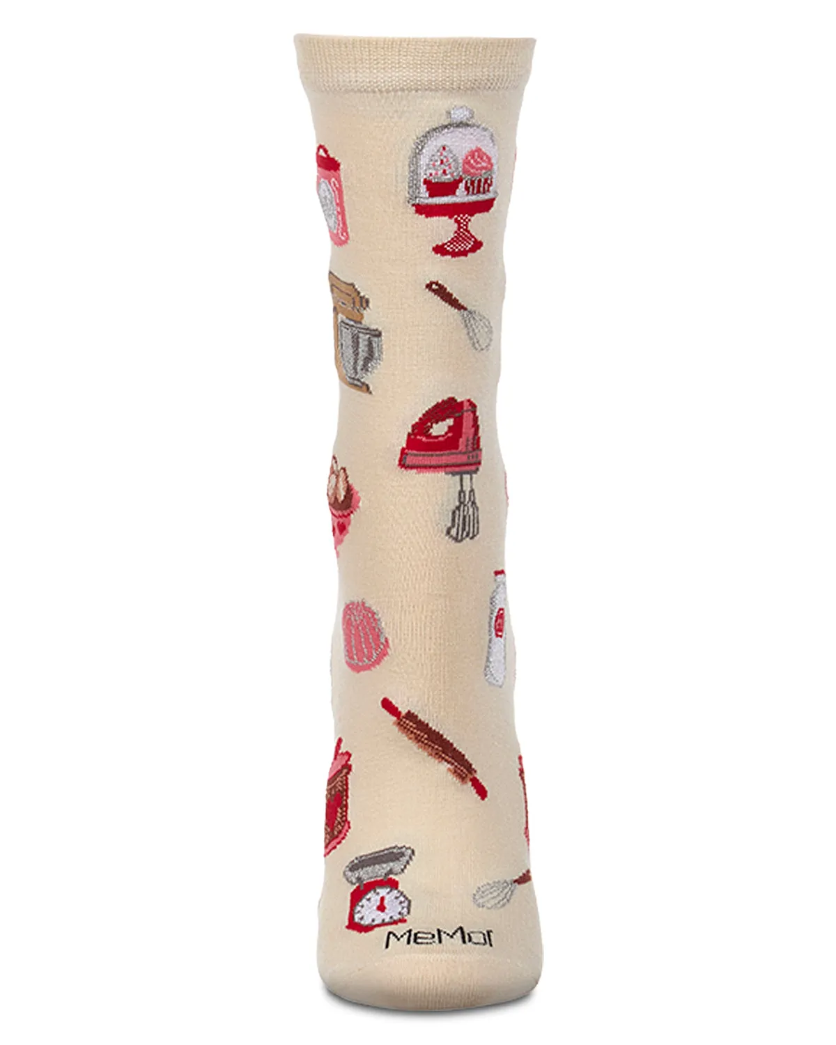 Women's "Vintage Baking" Rayon-Blend Fine-Gauge Novelty Crew Sock sold by MeMoi product image thumbnail 2