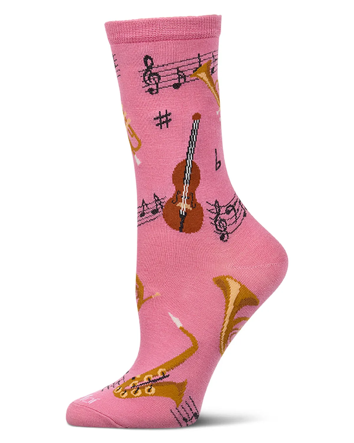 Women's Jazz-Themed Rayon-Blend Fine-Gauge Novelty Crew Sock sold by MeMoi