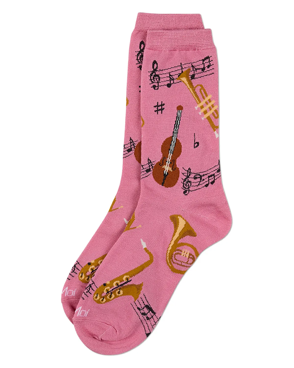 Women's Jazz-Themed Rayon-Blend Fine-Gauge Novelty Crew Sock sold by MeMoi product image thumbnail 3