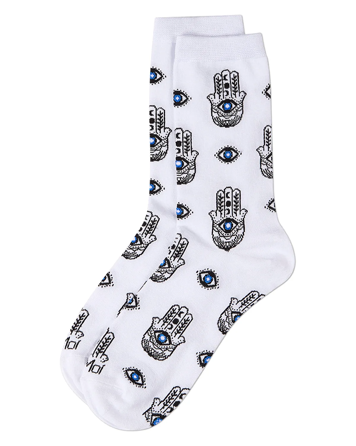 Women's "Hamsa" Rayon-Blend Fine-Gauge Novelty Crew Sock sold by MeMoi product image thumbnail 3