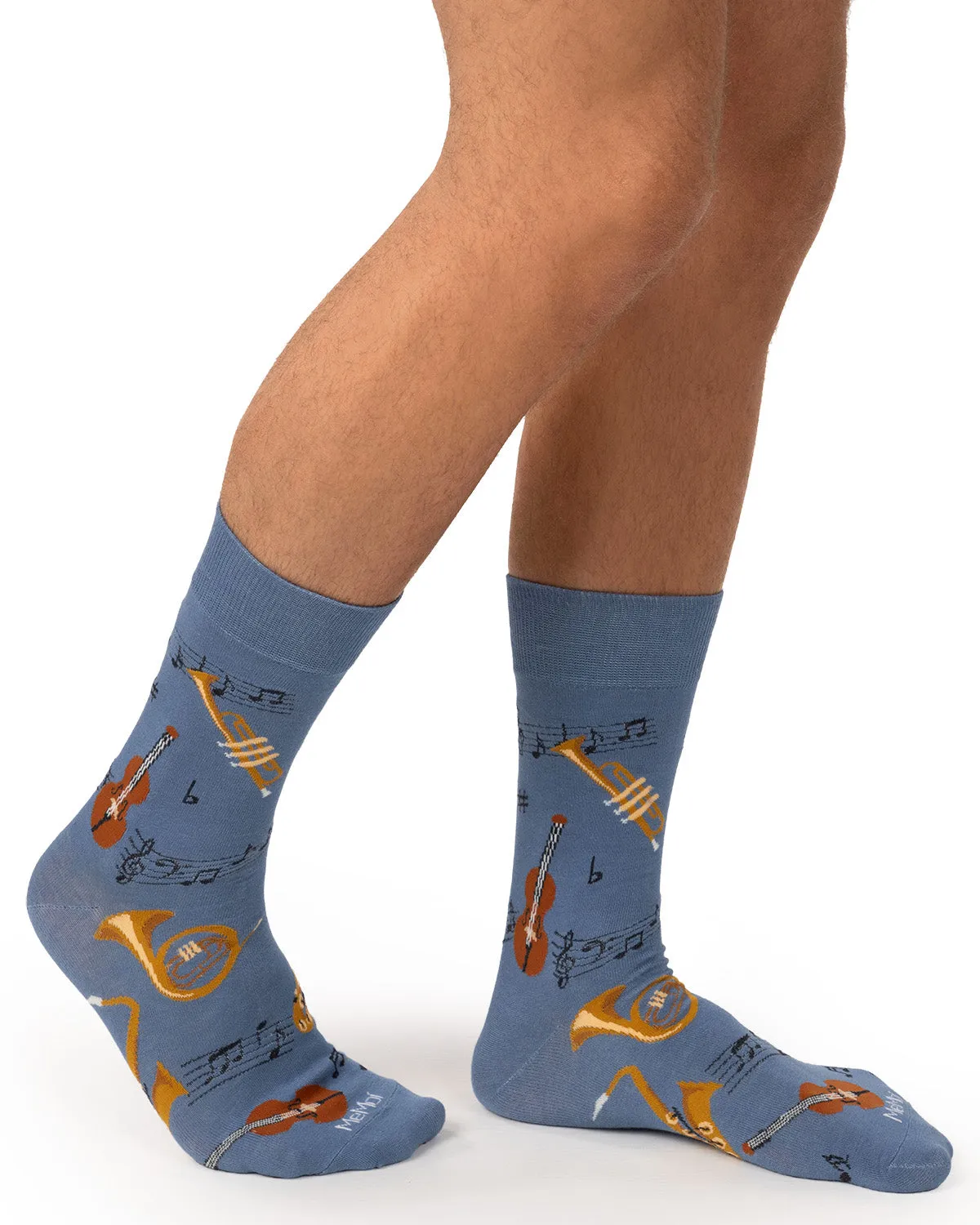 Men's Jazz-Themed Rayon-Blend Fine-Gauge Novelty Crew Sock sold by MeMoi product image thumbnail 4