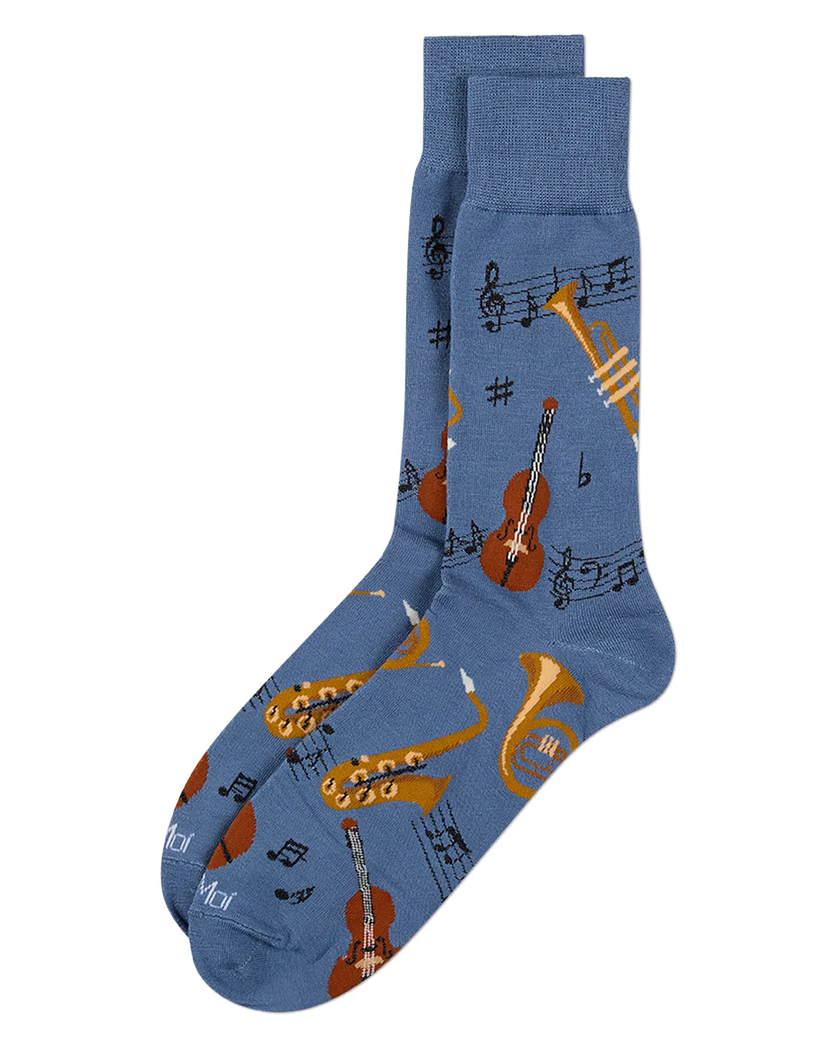 Men's Jazz-Themed Rayon-Blend Fine-Gauge Novelty Crew Sock sold by MeMoi product image thumbnail 3