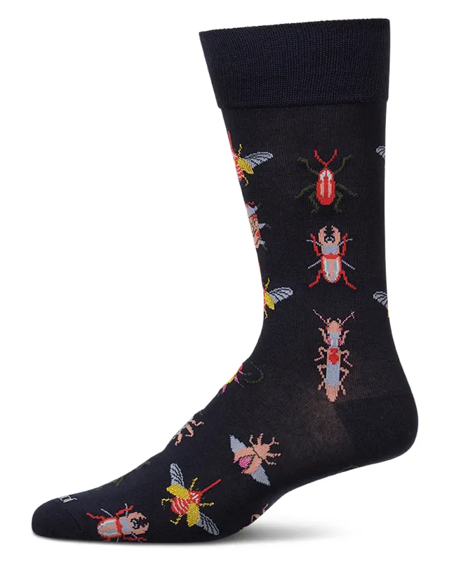 Men's "Bug Family" Rayon-Blend Fine-Gauge Novelty Crew Sock made by MeMoi