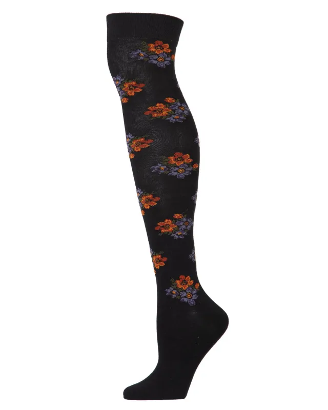 Women's Floral Pinch Over the Knee Cotton Blend Warm Socks made by MeMoi