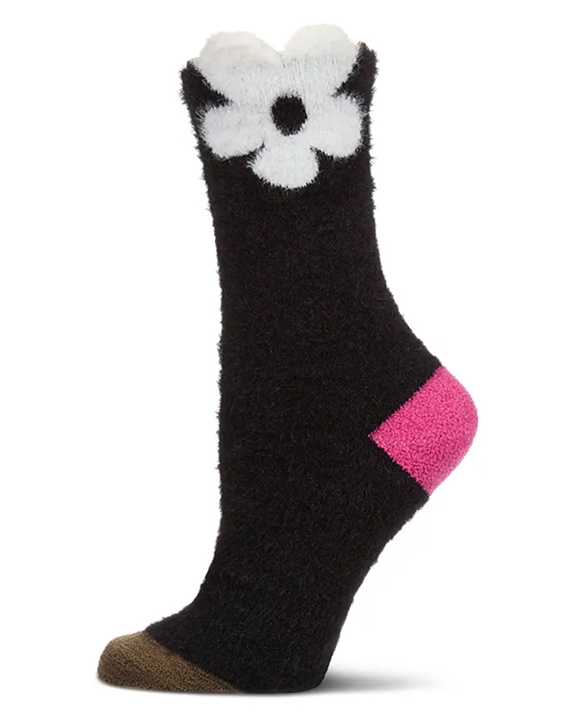 Women's "Floating Daisy" Plush Novelty Cozy Crew Sock made by MeMoi