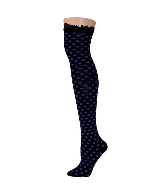 Swiss Dots Over The Knee Cotton Blend Socks made by MeMoi