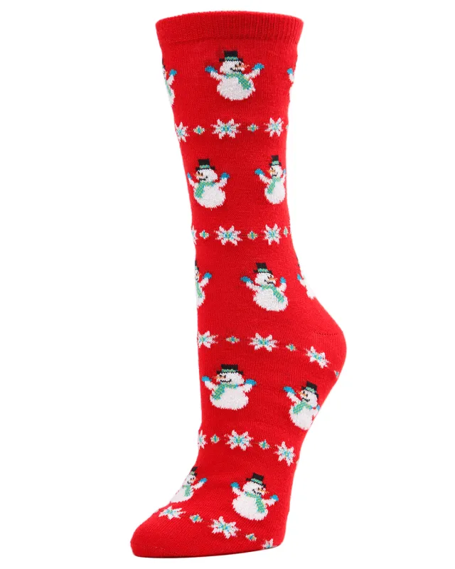 Women's Snowman & Snowflake Holiday Crew Socks made by MeMoi