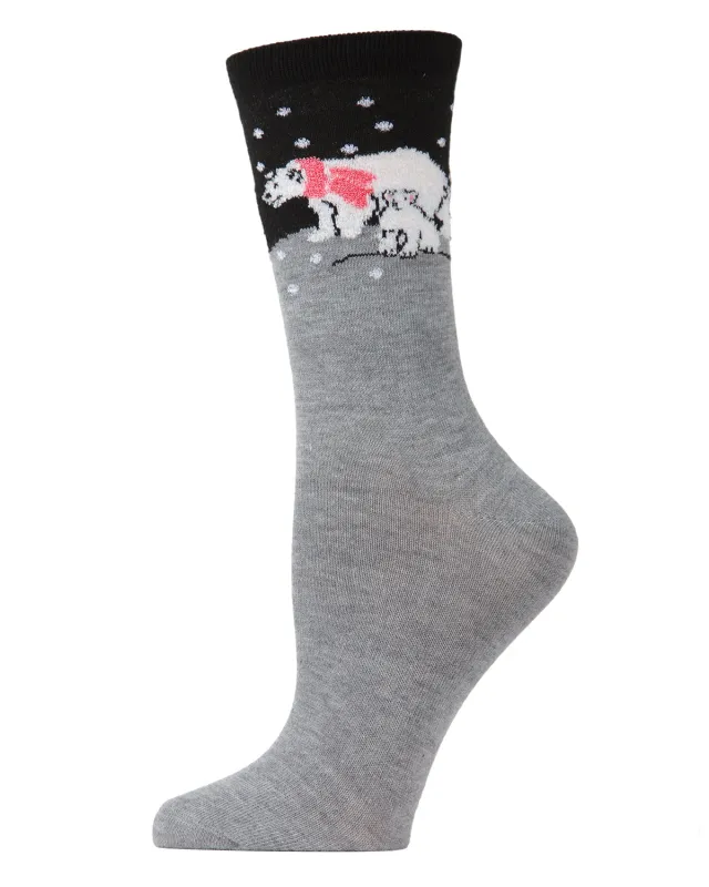 Women's Winter Polar Bear Crew Socks made by MeMoi