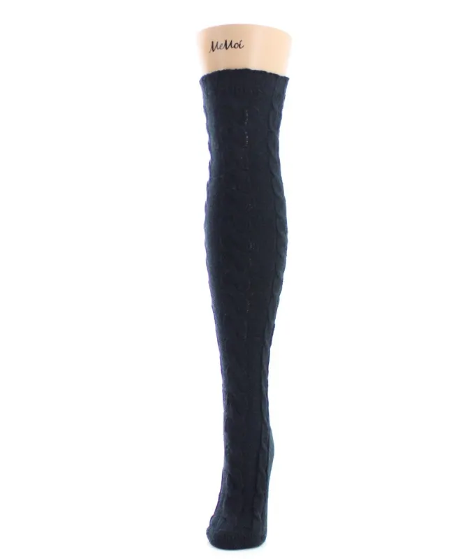Twist Cable Chunky Knit Over The Knee Sock made by MeMoi