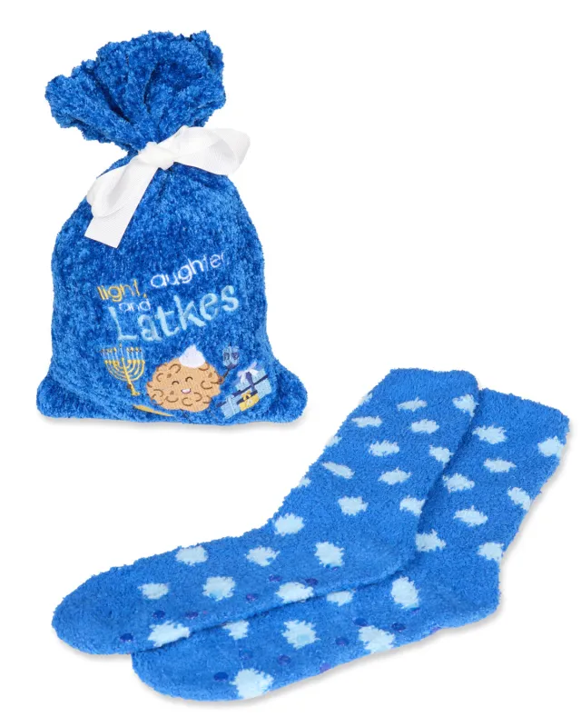 Women's "Light, Laughter & Latkes" Cozy Sock & Gift Bag Set made by MeMoi