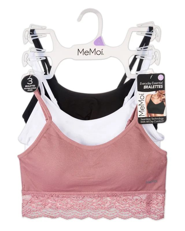 3-Pack Women's Seamless Lace-Bottom-Edge Tag-Free Wireless Bras made by MeMoi