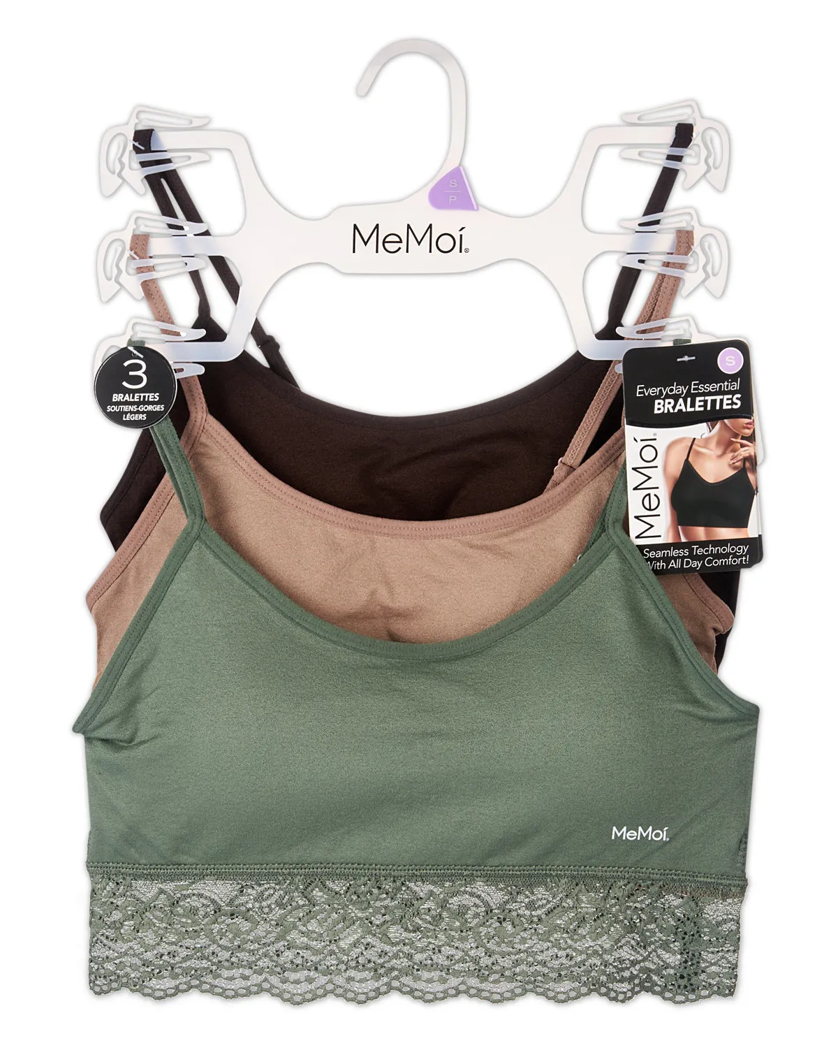 3-Pack Women's Seamless Lace-Bottom-Edge Tag-Free Wireless Bras sold by MeMoi product image thumbnail 2