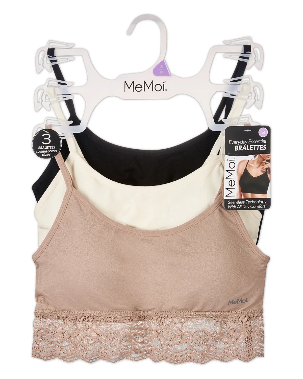 3-Pack Women's Seamless Lace-Bottom-Edge Tag-Free Wireless Bras sold by MeMoi product image thumbnail 4
