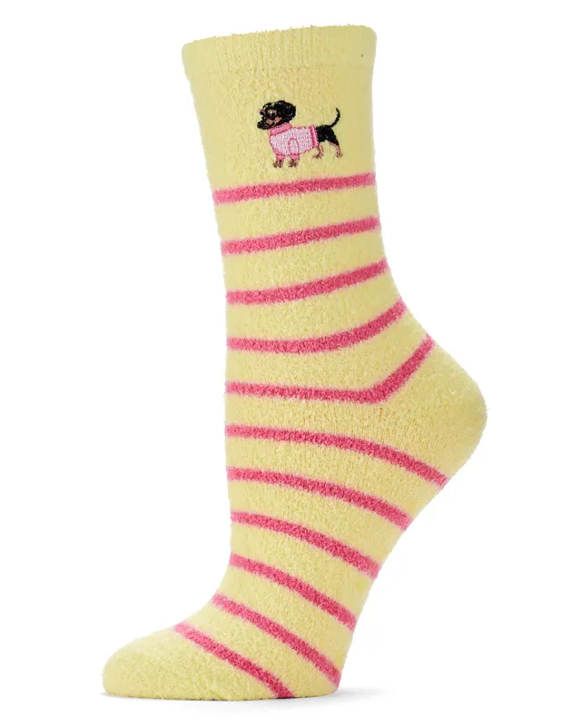 Women's Dachshund-Embroidered Non-Skid Shea-Butter-Infused Crew Sock made by MeMoi