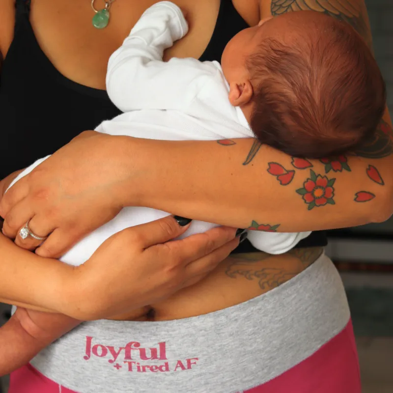 Joyful + Tired AF sold by Postpartum Panty Party