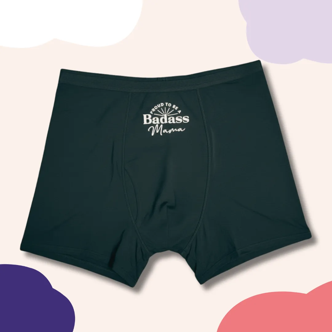 Boyshorts Period Panty: Proud To Be A Badass Mama sold by Postpartum Panty Party product image thumbnail 3