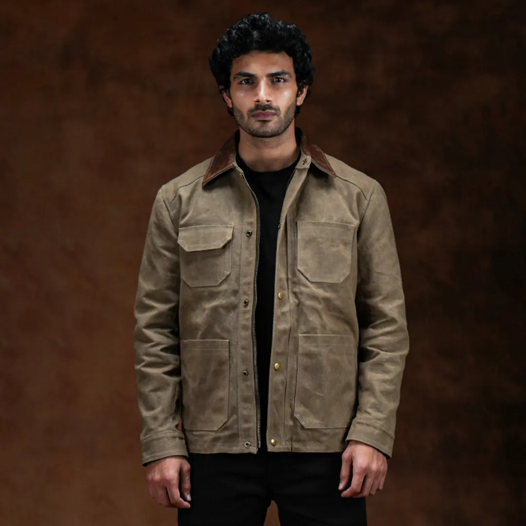 Cabin Jacket Field Tan 12 Oz Hard Waxed Canvas sold by Craft and Glory product image thumbnail 2