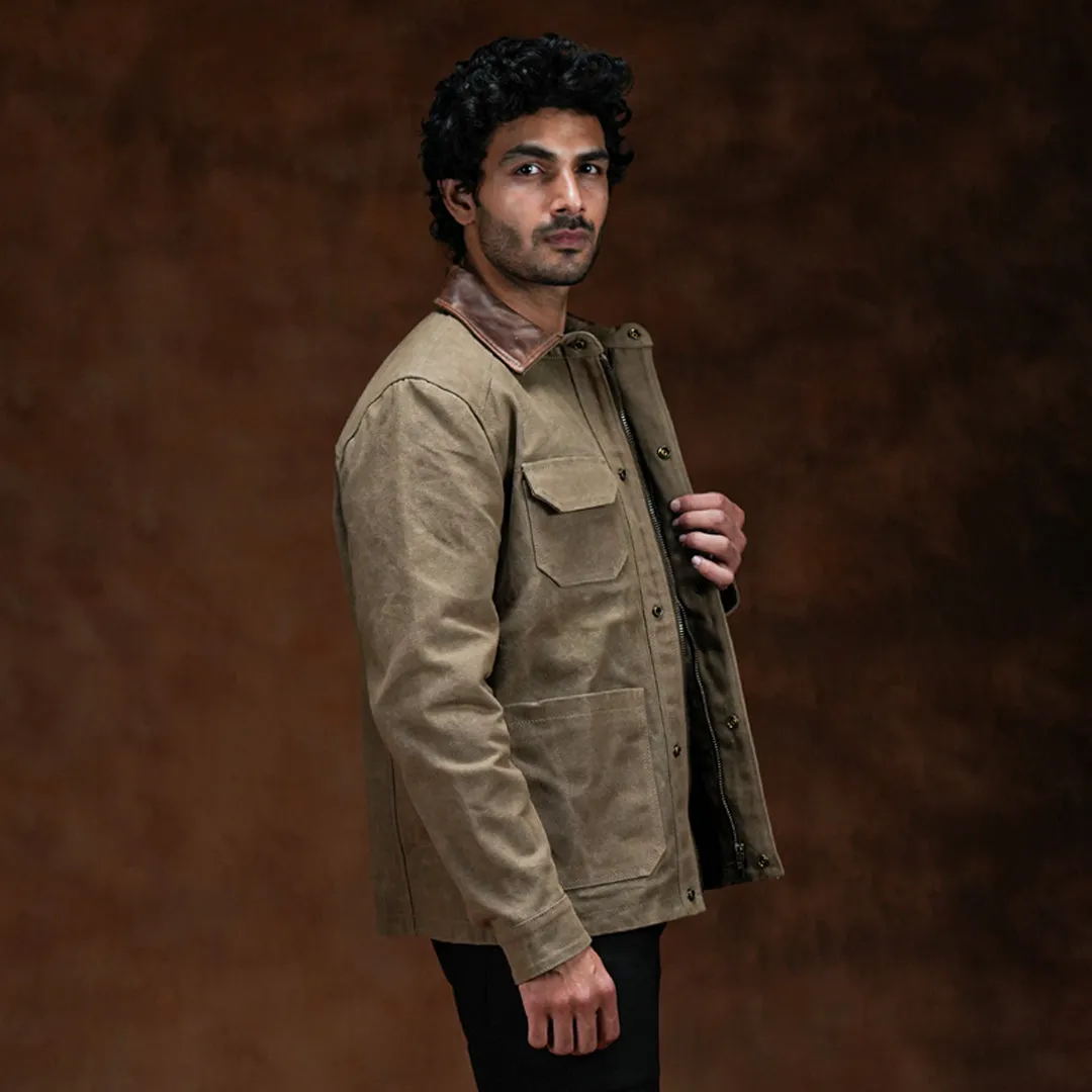 Cabin Jacket Field Tan 12 Oz Hard Waxed Canvas sold by Craft and Glory product image thumbnail 5