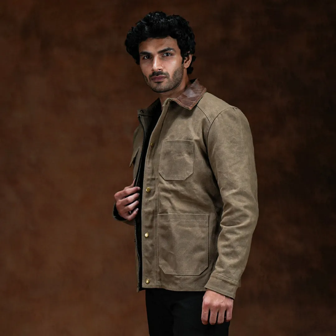 Cabin Jacket Field Tan 12 Oz Hard Waxed Canvas sold by Craft and Glory product image thumbnail 3