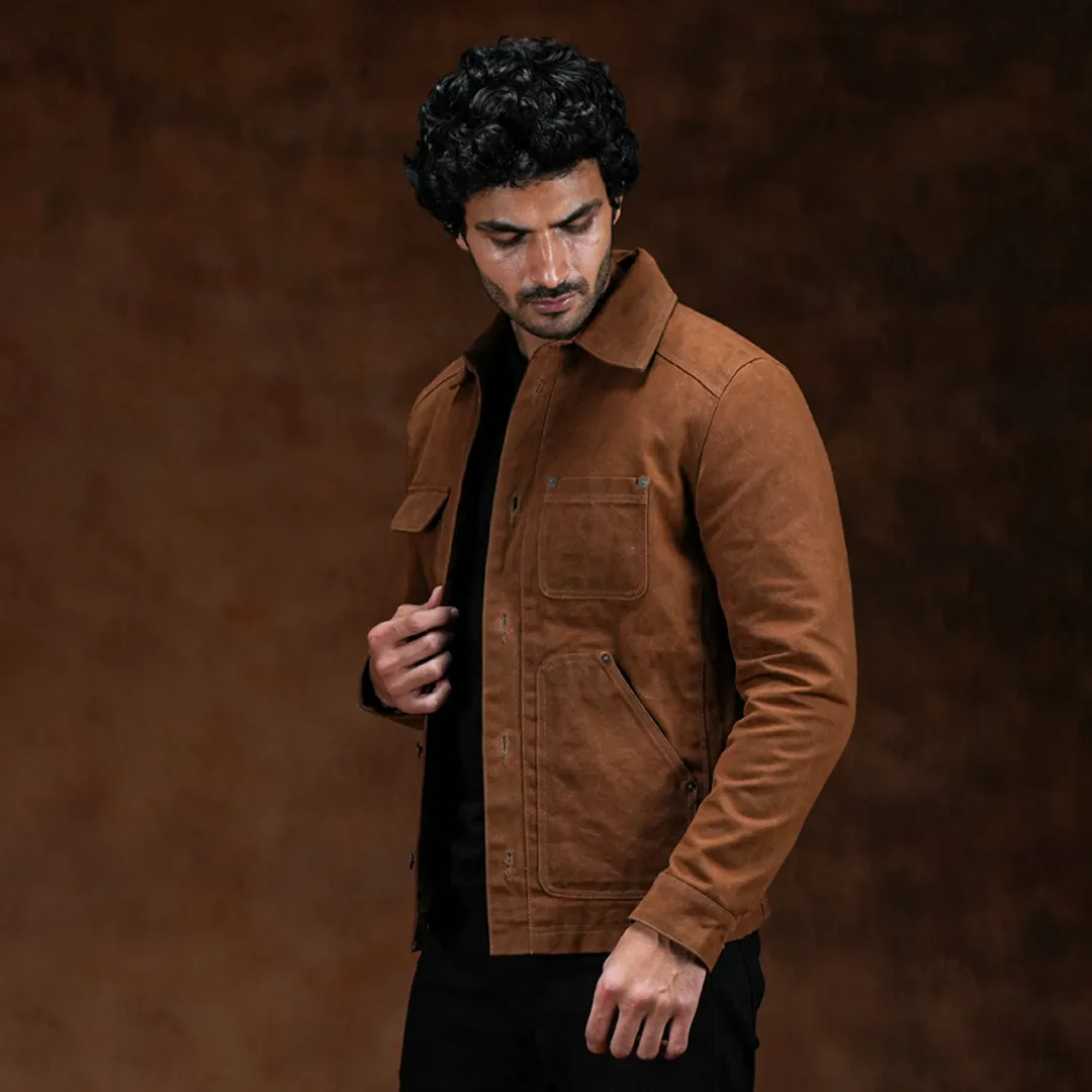Chore Jacket Bear Brown 12 Oz Hard Waxed Canvas sold by Craft and Glory product image thumbnail 5