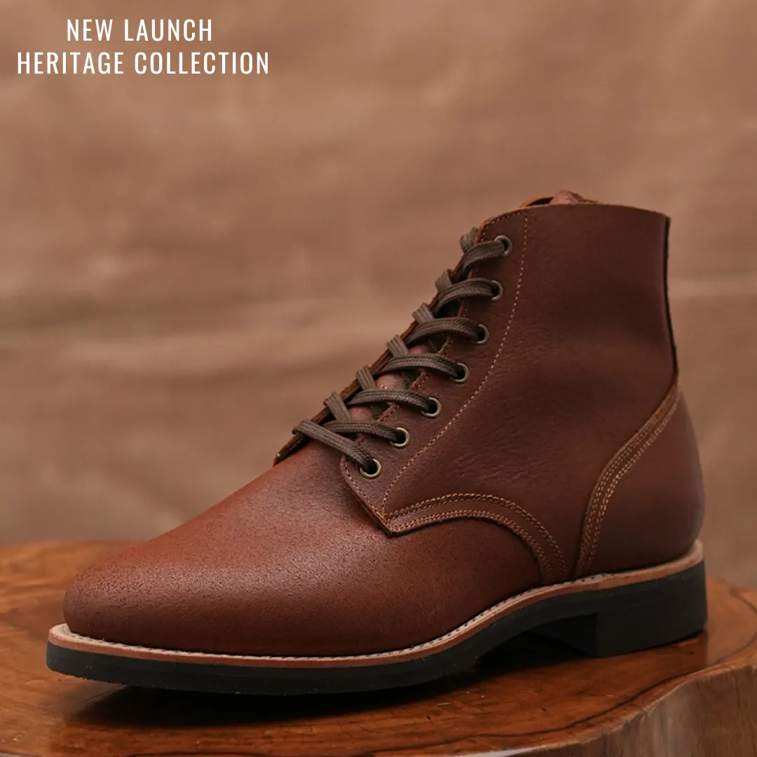 The Craft Boondocker Boots (Russet Waxed Roughout) Goodyear Welted sold by Craft and Glory
