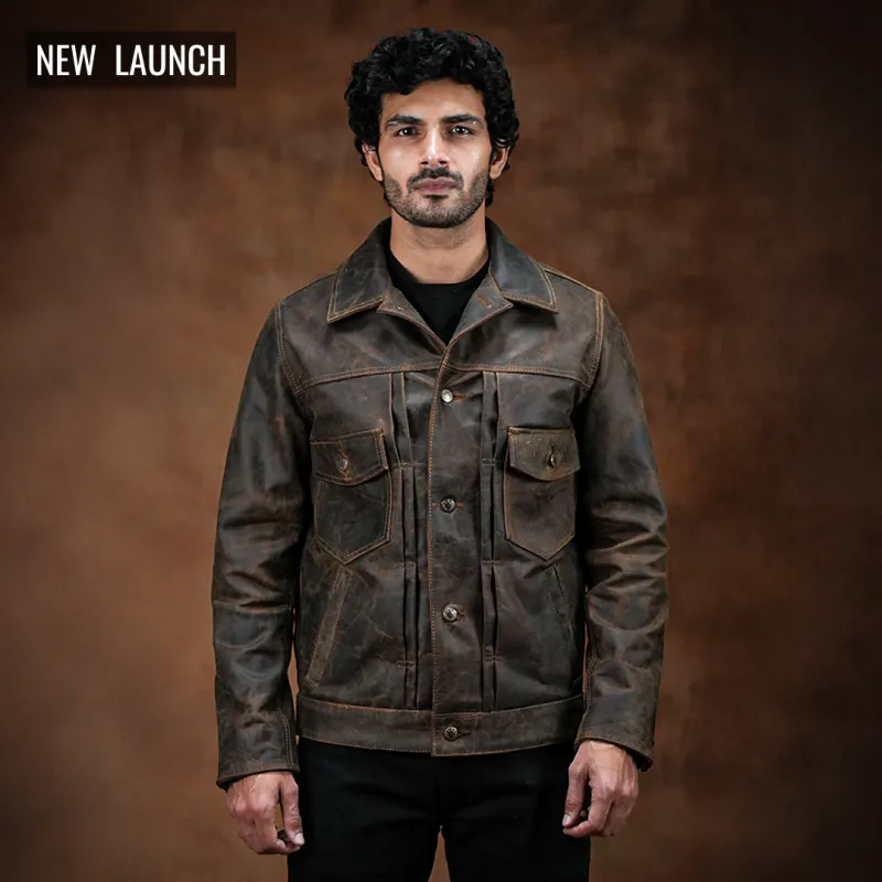 Trucker Type 2 Leather Jacket (Vintage Brown) sold by Craft and Glory