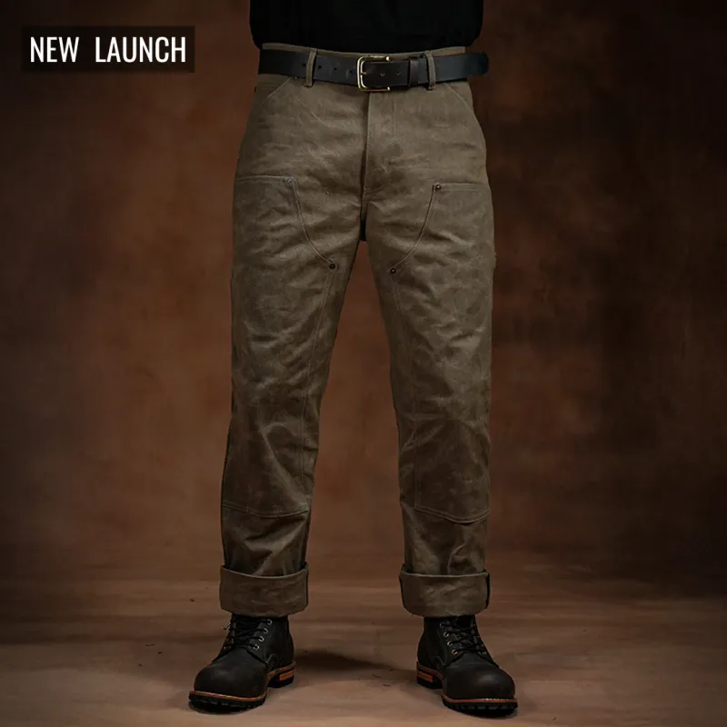 Double Knee Carpenter Field Tan 12 Oz Hard Waxed Canvas Pants For Men (True Straight) sold by Craft and Glory