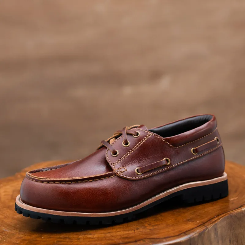 Voyager Boat Shoes (Saddle Tan) Goodyear Welted sold by Craft and Glory