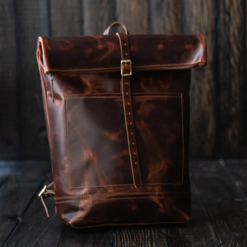 Legacy Roll Top Backpack (Saddle Tan) made by Craft and Glory