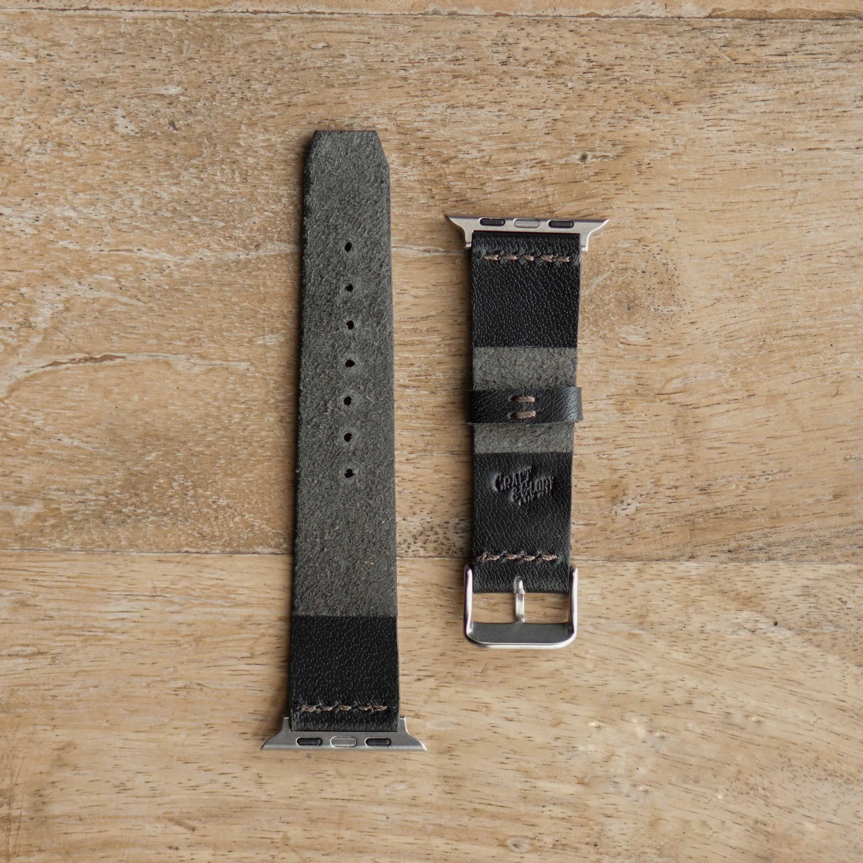 Minimal Apple Watch Leather Strap (Raven Black) sold by Craft and Glory product image thumbnail 4