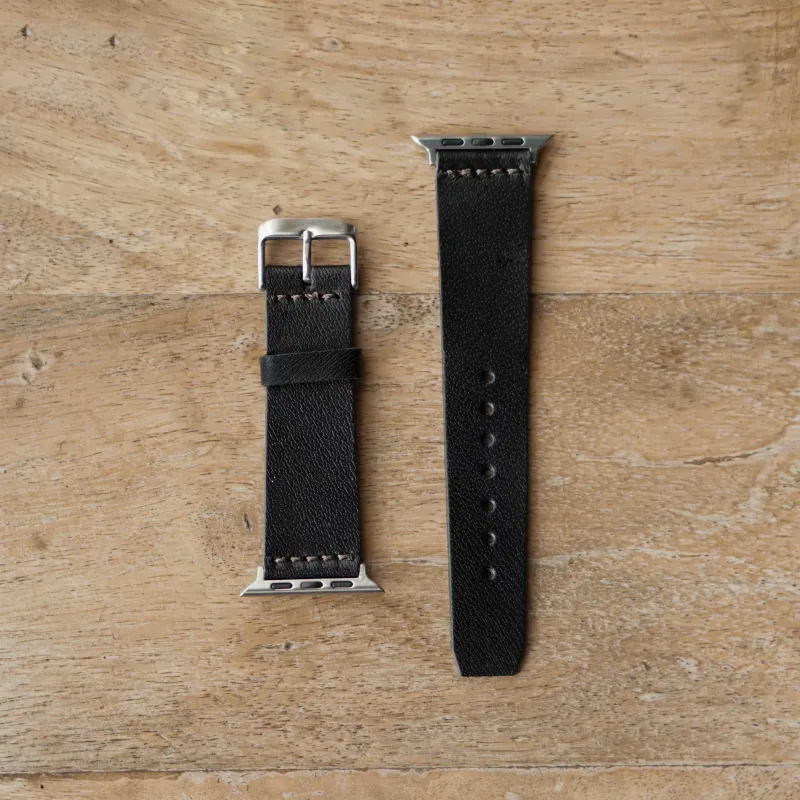 Minimal Apple Watch Leather Strap (Raven Black) sold by Craft and Glory