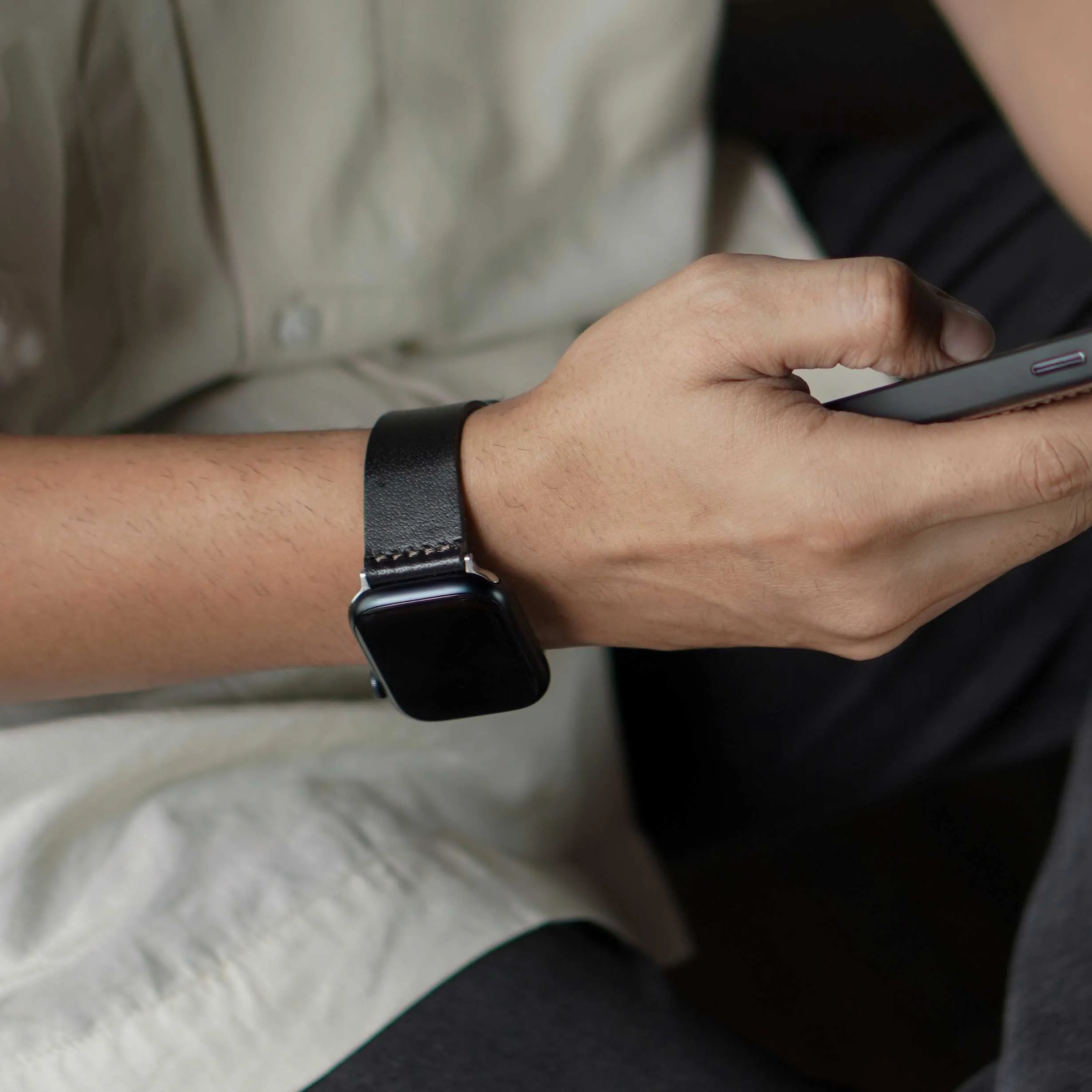 Minimal Apple Watch Leather Strap (Raven Black) sold by Craft and Glory product image thumbnail 3