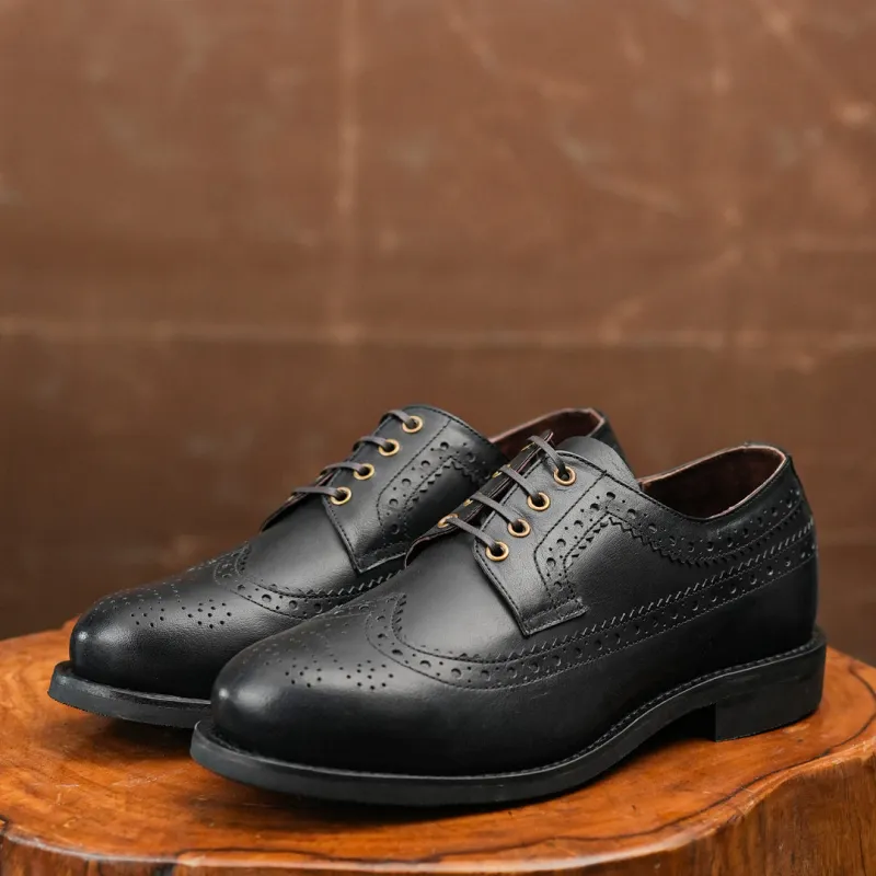Sterling Brogue Shoes (Raven Black) Goodyear Welted STC made by Craft and Glory