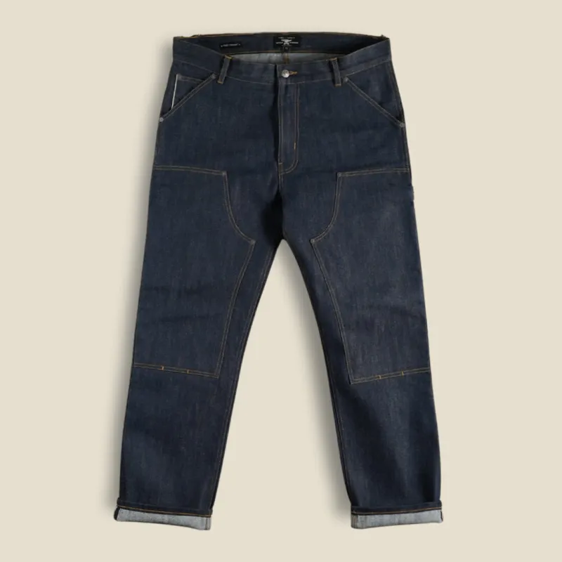 15 Oz Blue Blood Double Knee Carpenter 2.0 Selvedge Denim For Men ( True Straight) made by Craft and Glory