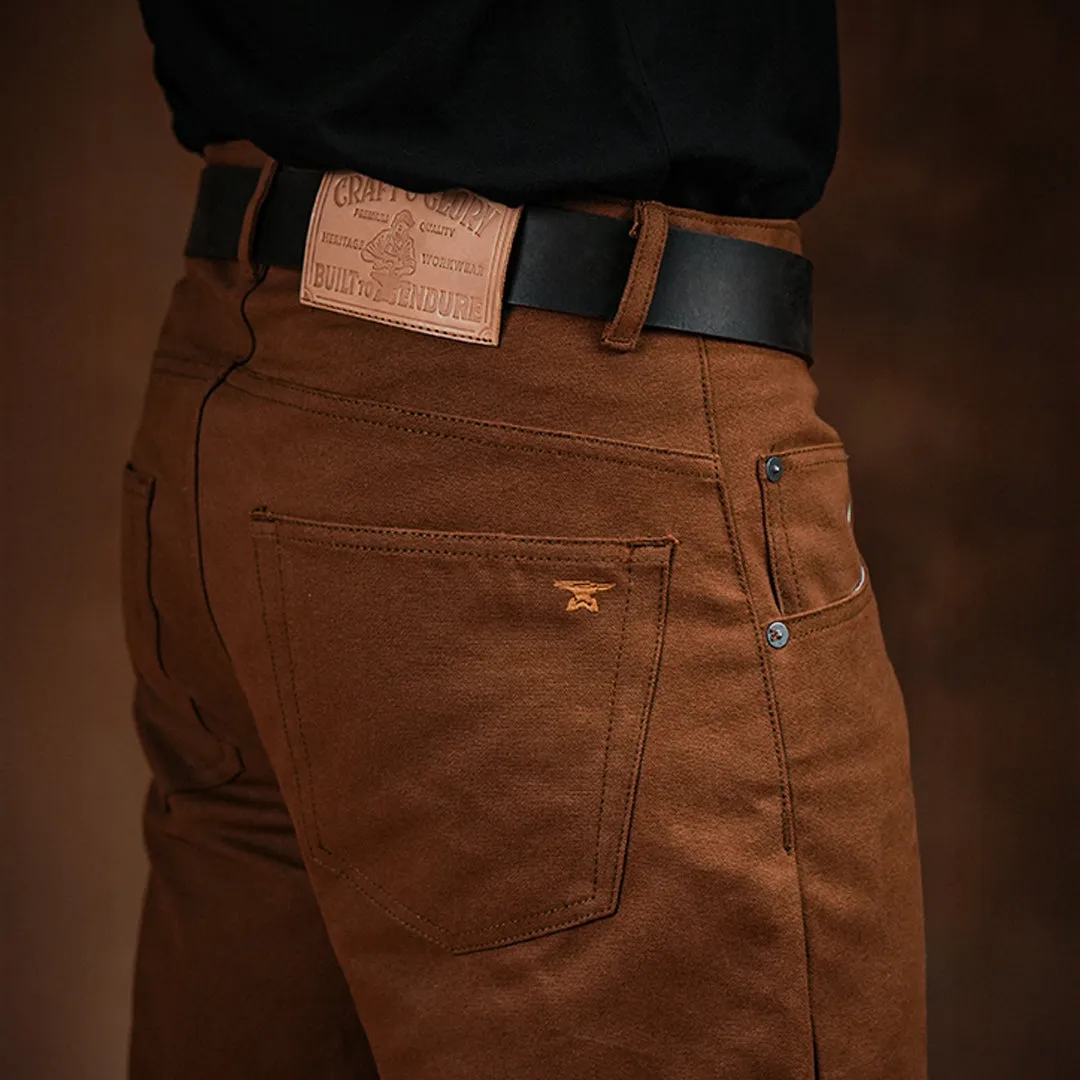 Five Pocket Fox Brown 12 Oz Duck Canvas Pants For Men (True Straight) sold by Craft and Glory product image thumbnail 5
