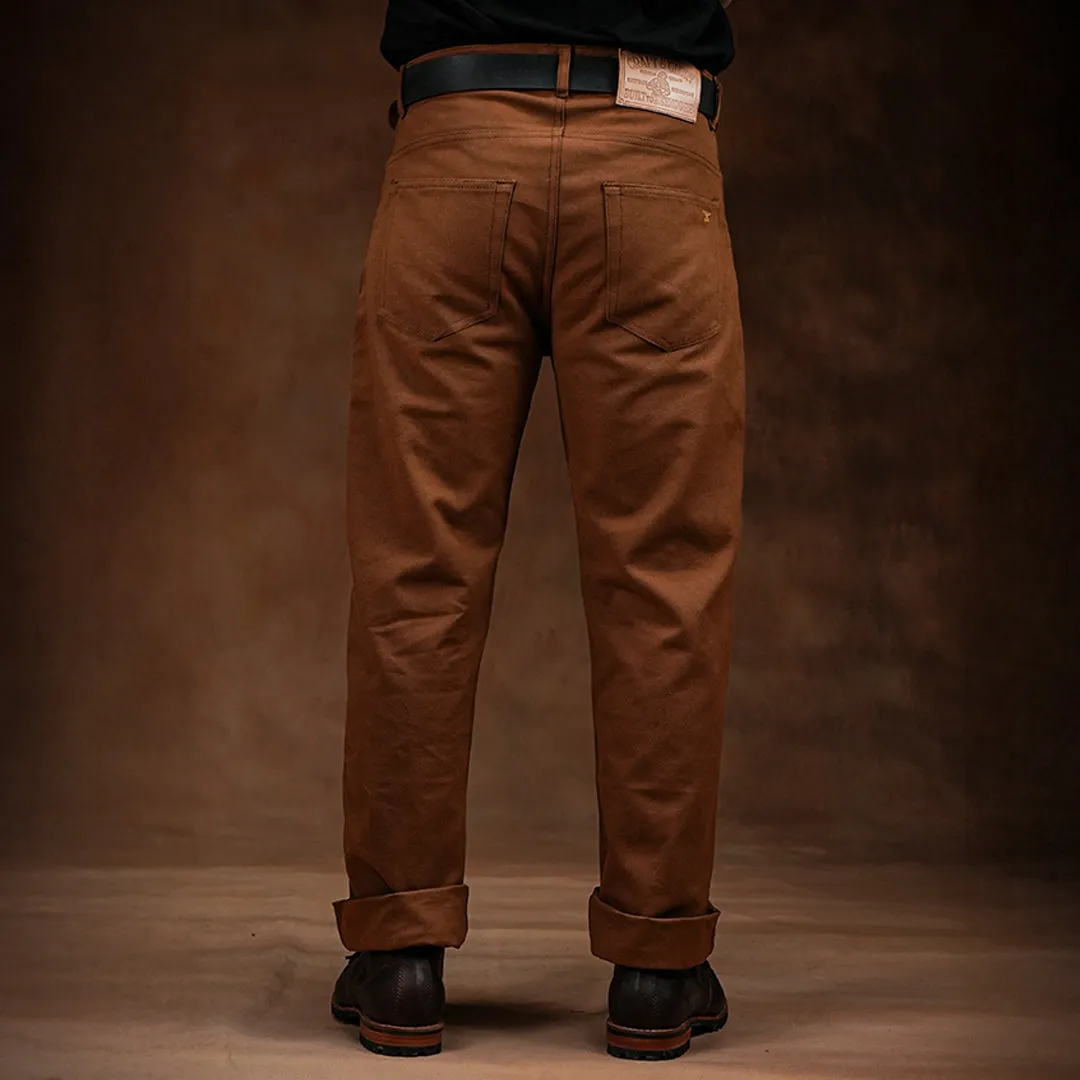 Five Pocket Fox Brown 12 Oz Duck Canvas Pants For Men (True Straight) sold by Craft and Glory product image thumbnail 4