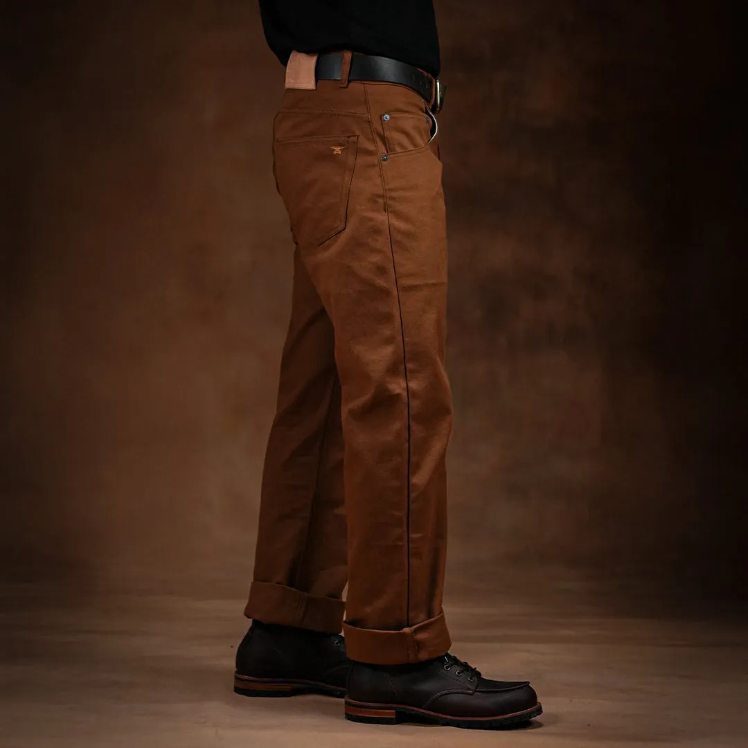 Five Pocket Fox Brown 12 Oz Duck Canvas Pants For Men (True Straight) sold by Craft and Glory product image thumbnail 3