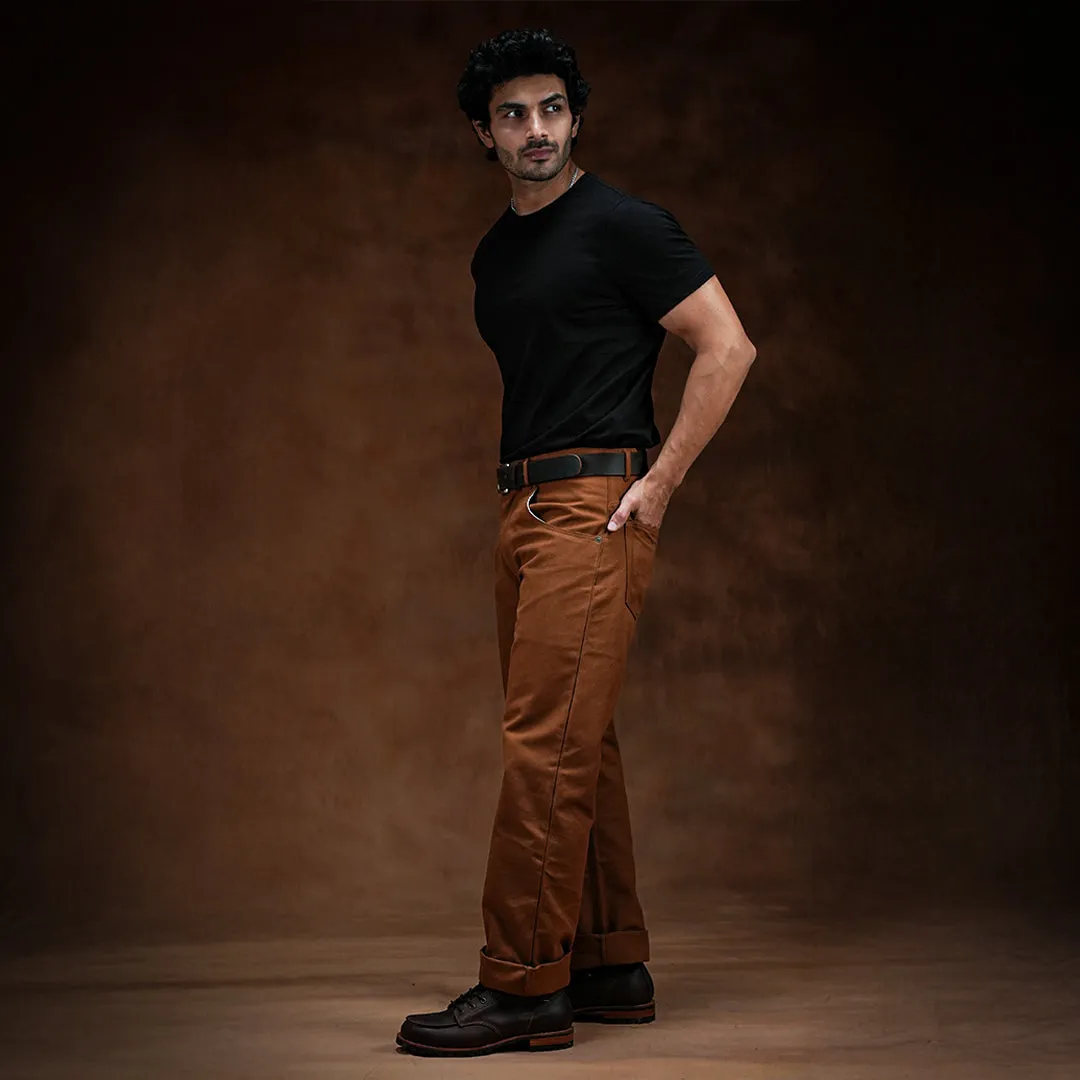 Five Pocket Fox Brown 12 Oz Duck Canvas Pants For Men (True Straight) sold by Craft and Glory product image thumbnail 2