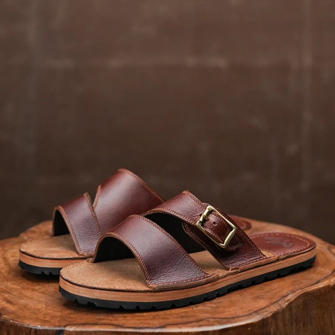 Harbor Slides (Saddle Tan) sold by Craft and Glory