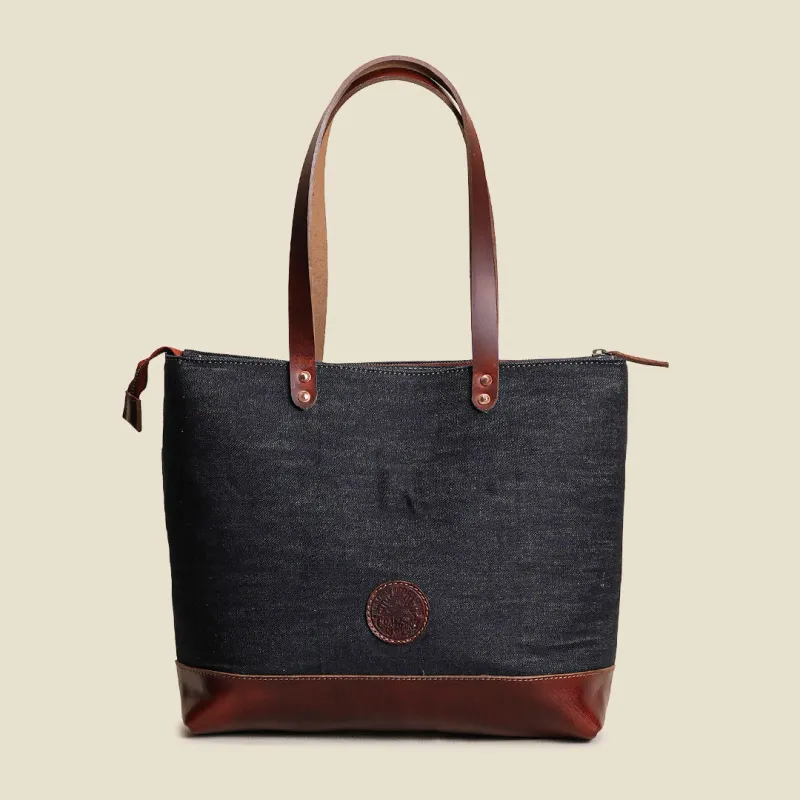 The Willow Tote ( Selvedge Denim ) made by Craft and Glory