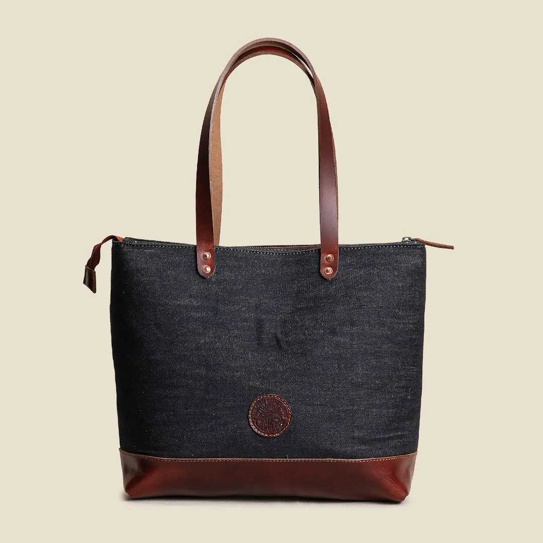 The Willow Tote ( Selvedge Denim ) sold by Craft and Glory