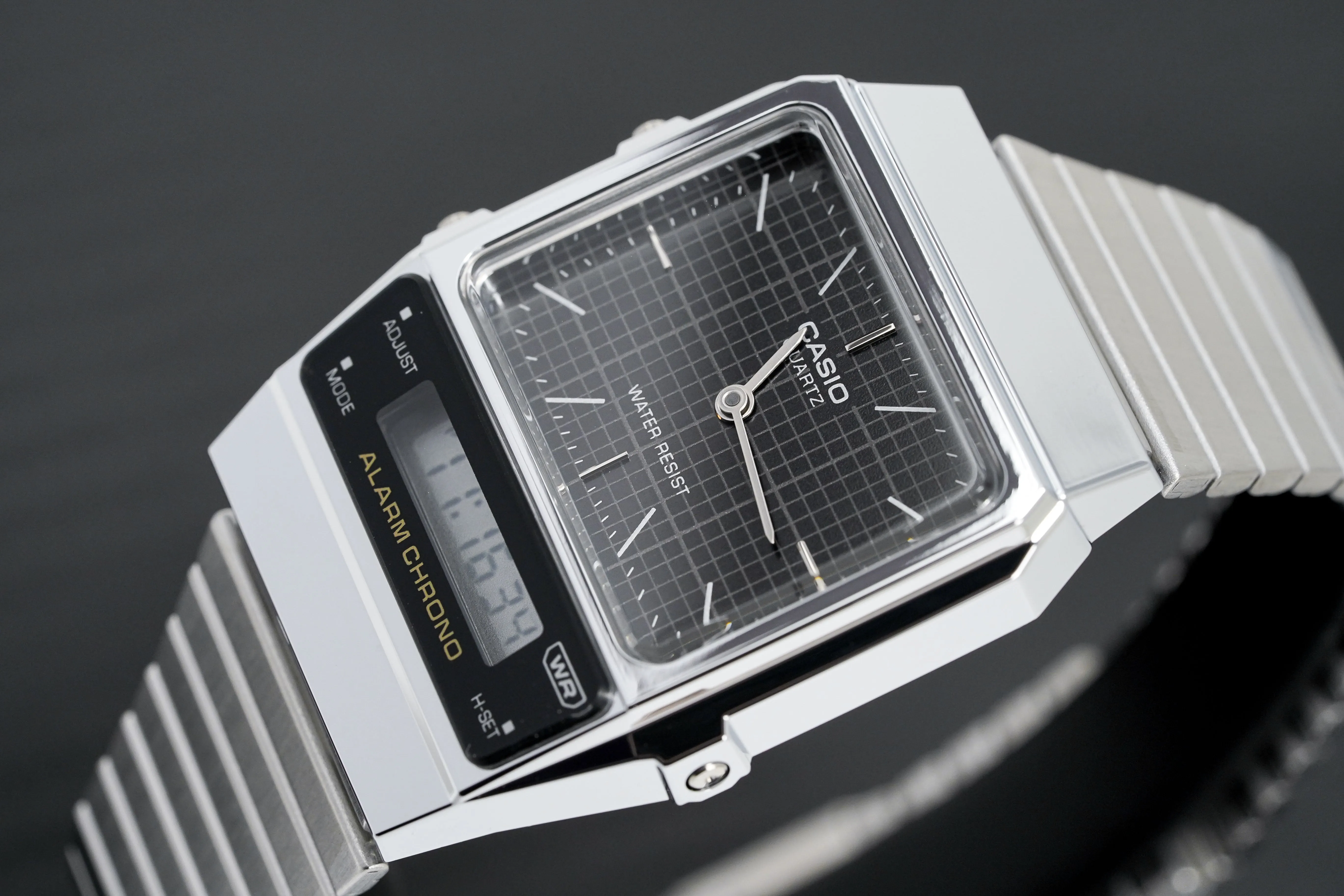 Casio Watch Vintage Dual Time Black Steel Flat Link AQ-800E-1ADF sold by Watches & Crystals product image thumbnail 3