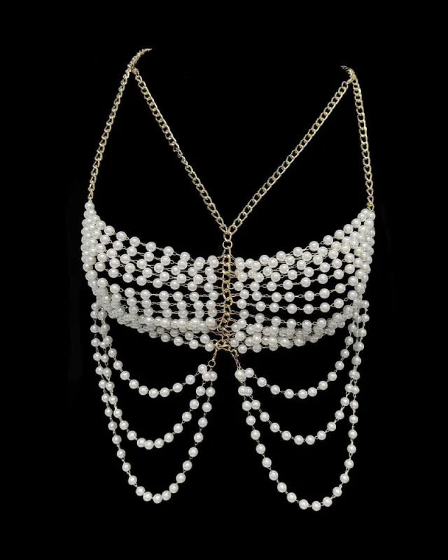 Pearl Chest Chain Accessories Body Chain sold by Avid Love