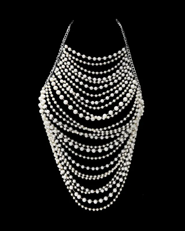 Pearl Halter Body Chain Party Chest Chain made by Avid Love