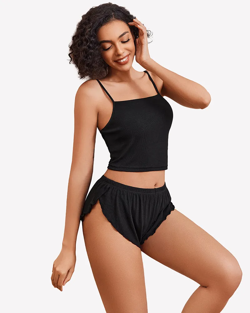 Ribbed Pajama Set Side Slit 2 Piece PJ Set sold by Avid Love product image thumbnail 4