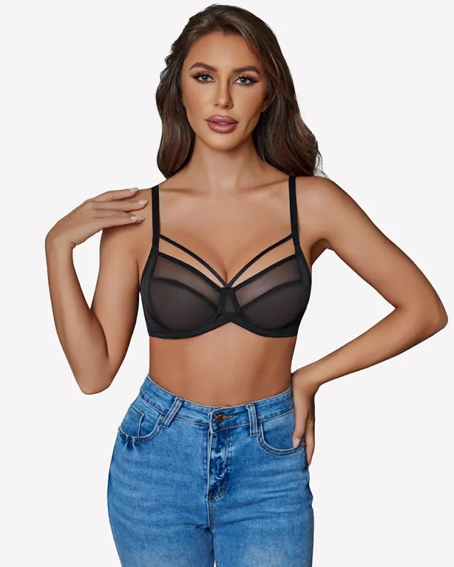 Sheer Mesh Full Coverage Unlined Minimier Bra made by Avid Love