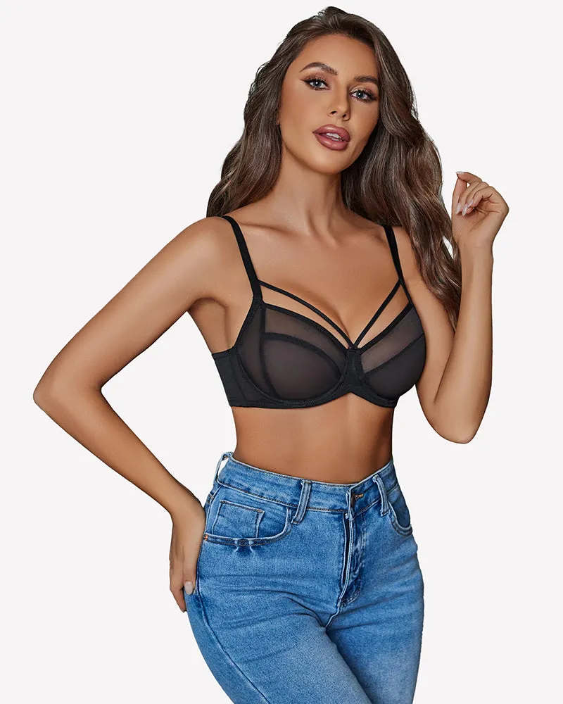 Sheer Mesh Full Coverage Unlined Minimier Bra sold by Avid Love product image thumbnail 3
